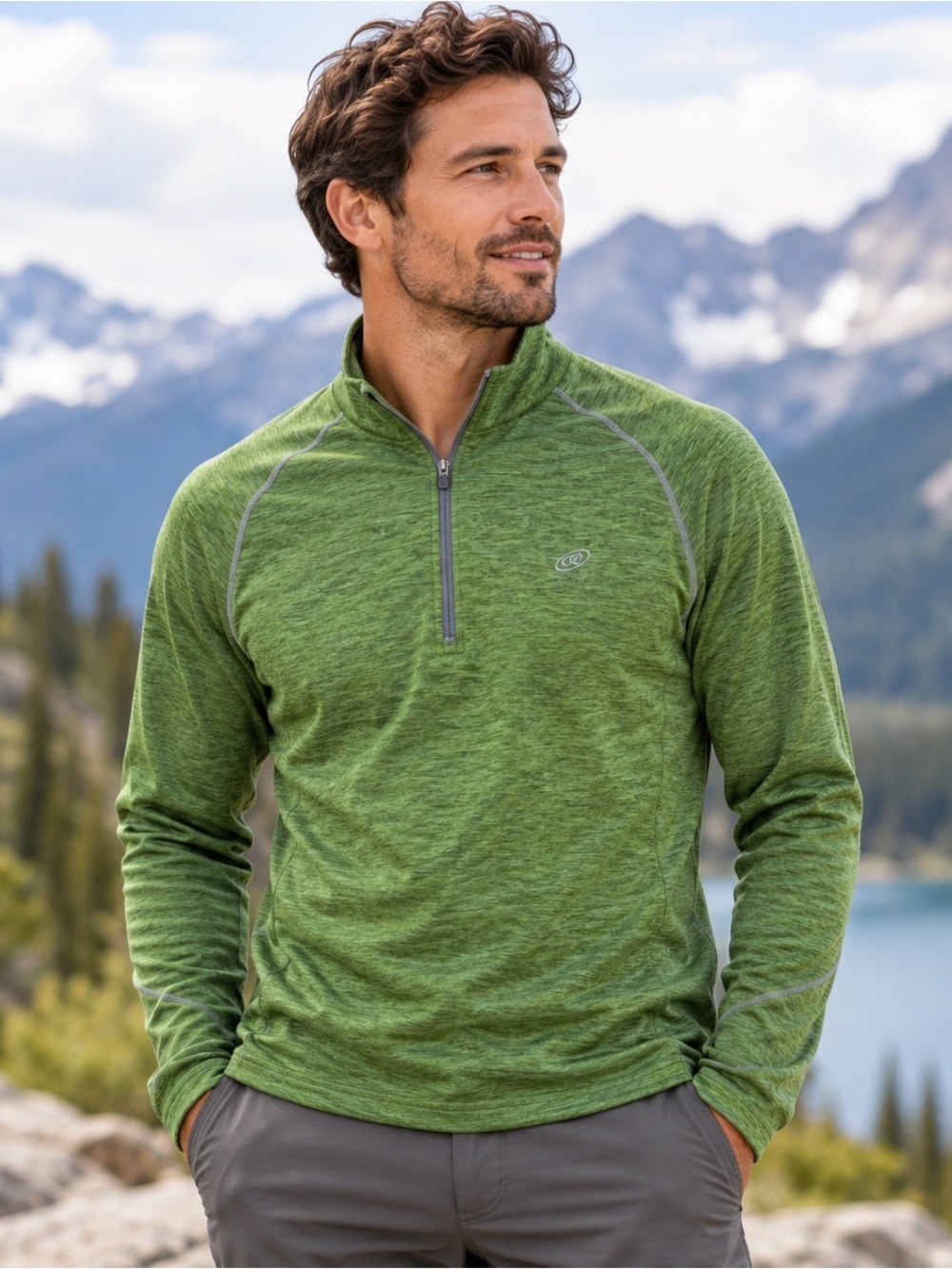 CLOUDVEIL 1/4 Zip Pullover Mens Medium Baselayer Long Sleeve Green